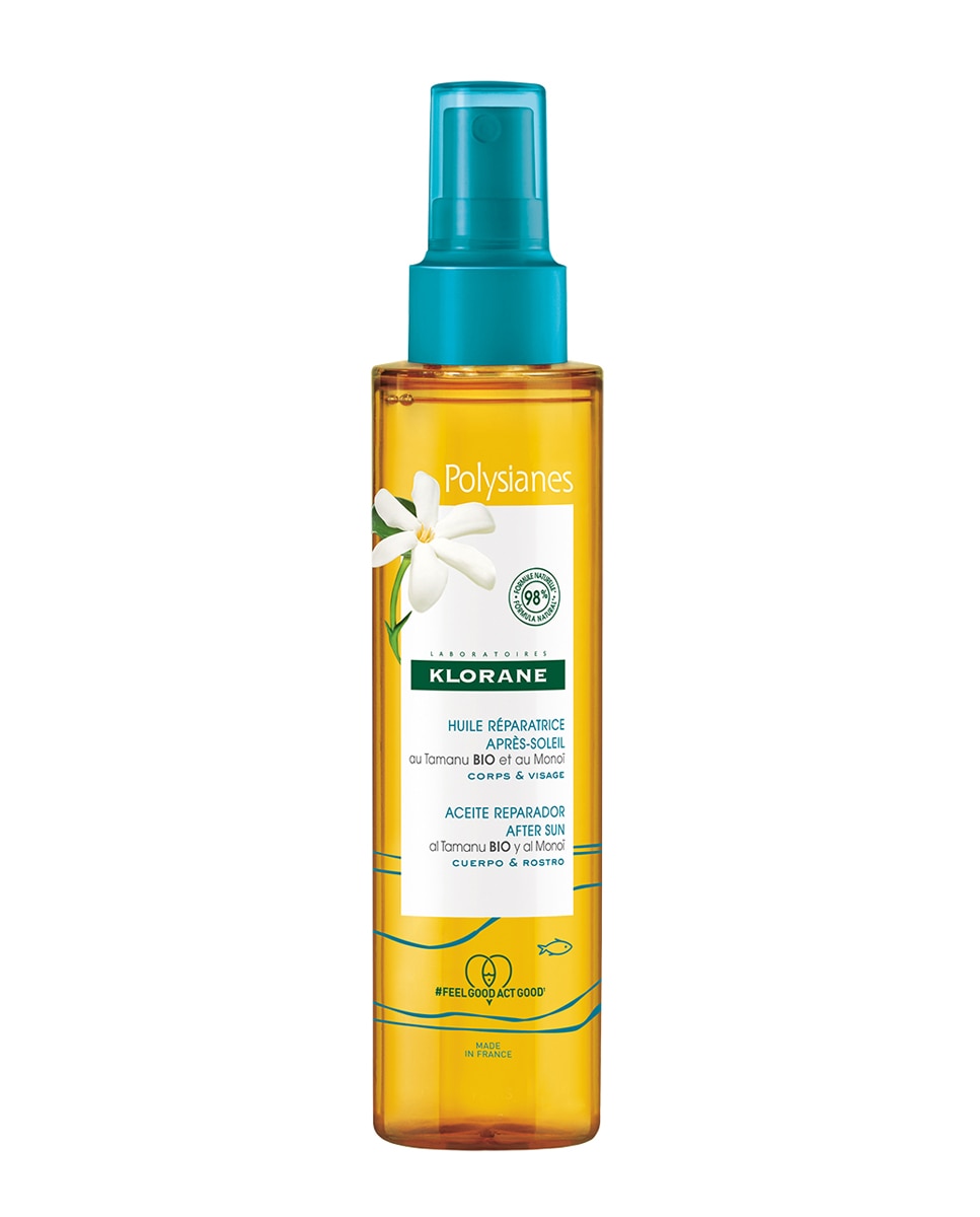 Klorane - Aceite Reparador Aftersun Cuerpo & Rostro Al Monoï Y Tamanu Bio 150 ml Klorane Polysianes.