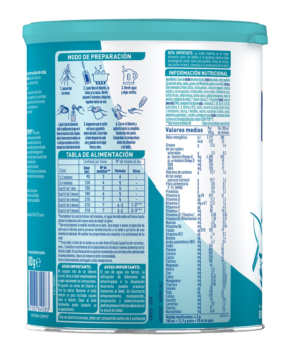 Leche para Lactantes Nan Optipro 1 en polvo 0 a 6 meses Nestlé - 800 g 2