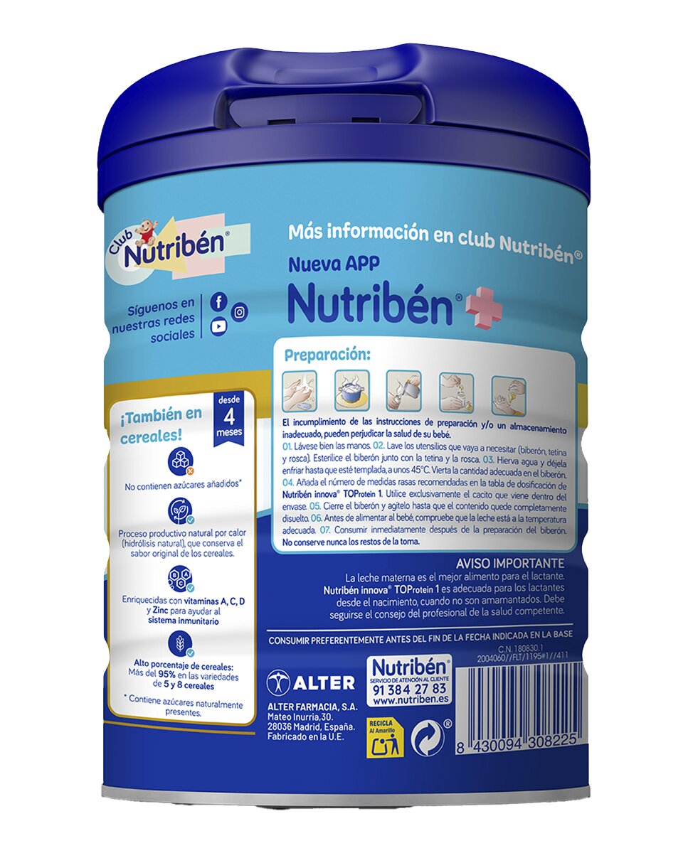 Leche infantil Innova 1 Nutribén - 800 g 2