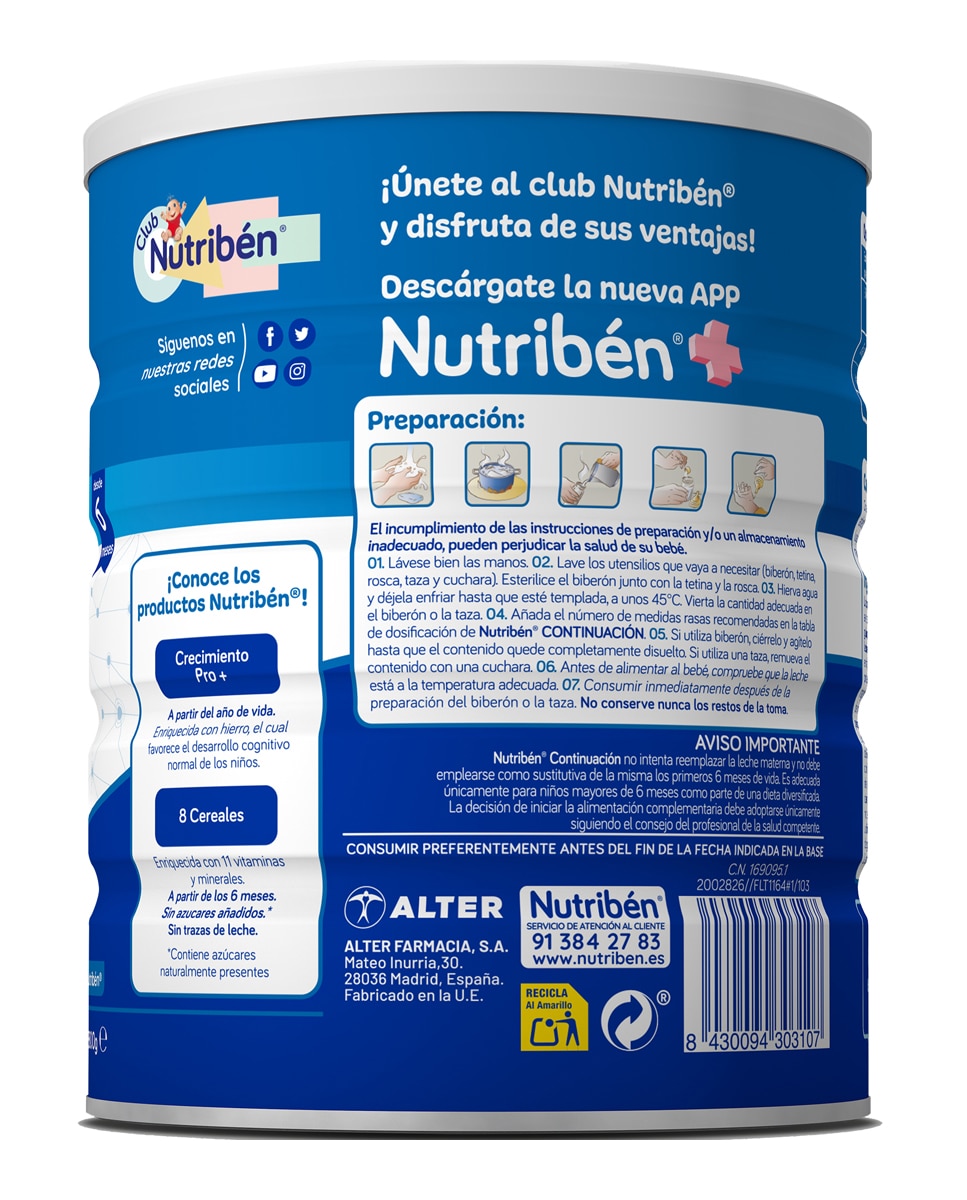 Leche de Continuación 2 Nutribén® 800 gr - 800 g 2