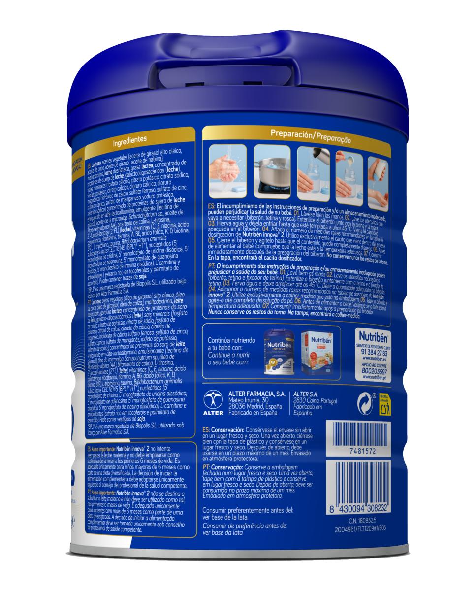 Leche infantil Innova 2 Nutribén - 800 g 3
