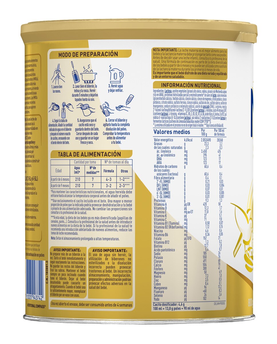 Leche de continuación Nan Supreme Pro 2 en polvo Premium 6 a 12 meses Nestlé - 800 g 2