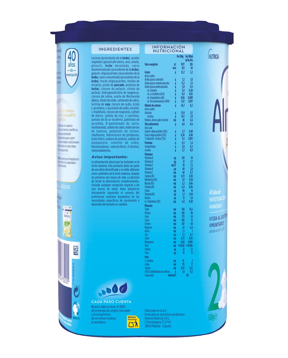 Leche infantil de continuación desde 6 meses en polvo Almirón Advance 2 - 800 g 4