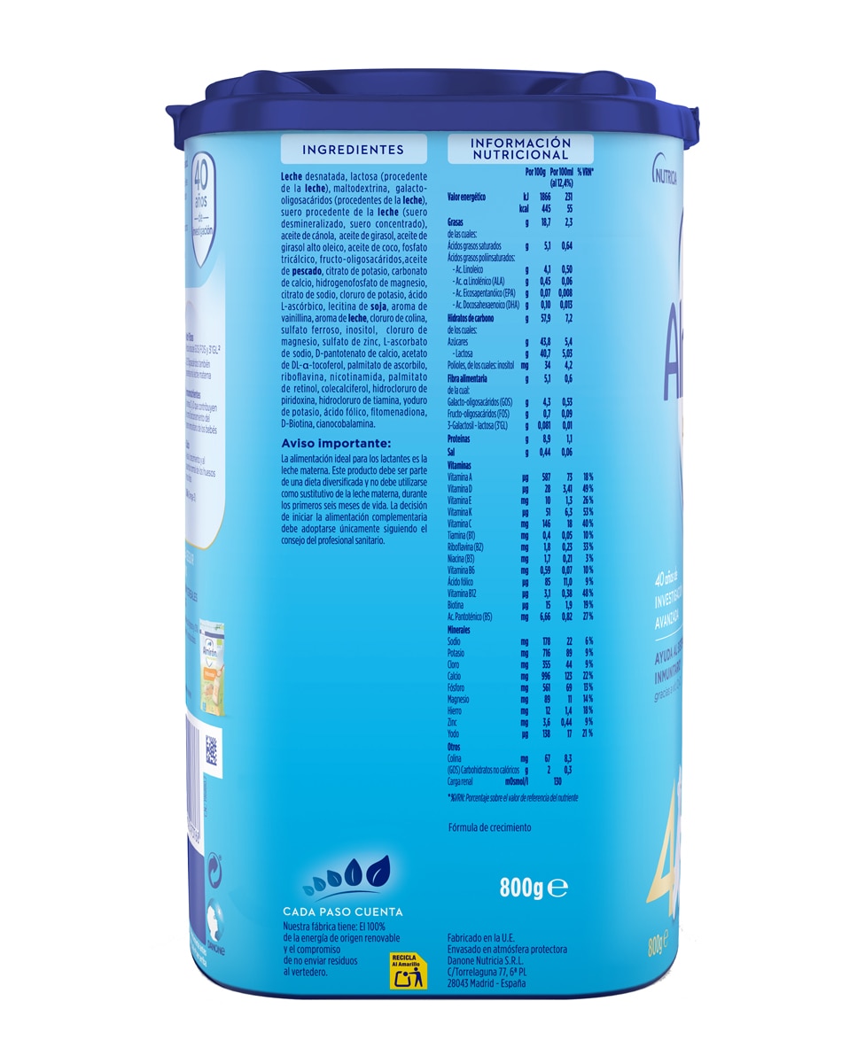 Leche infantil de crecimiento desde 2 años en polvo Almirón Advance 4 - 800 g 3