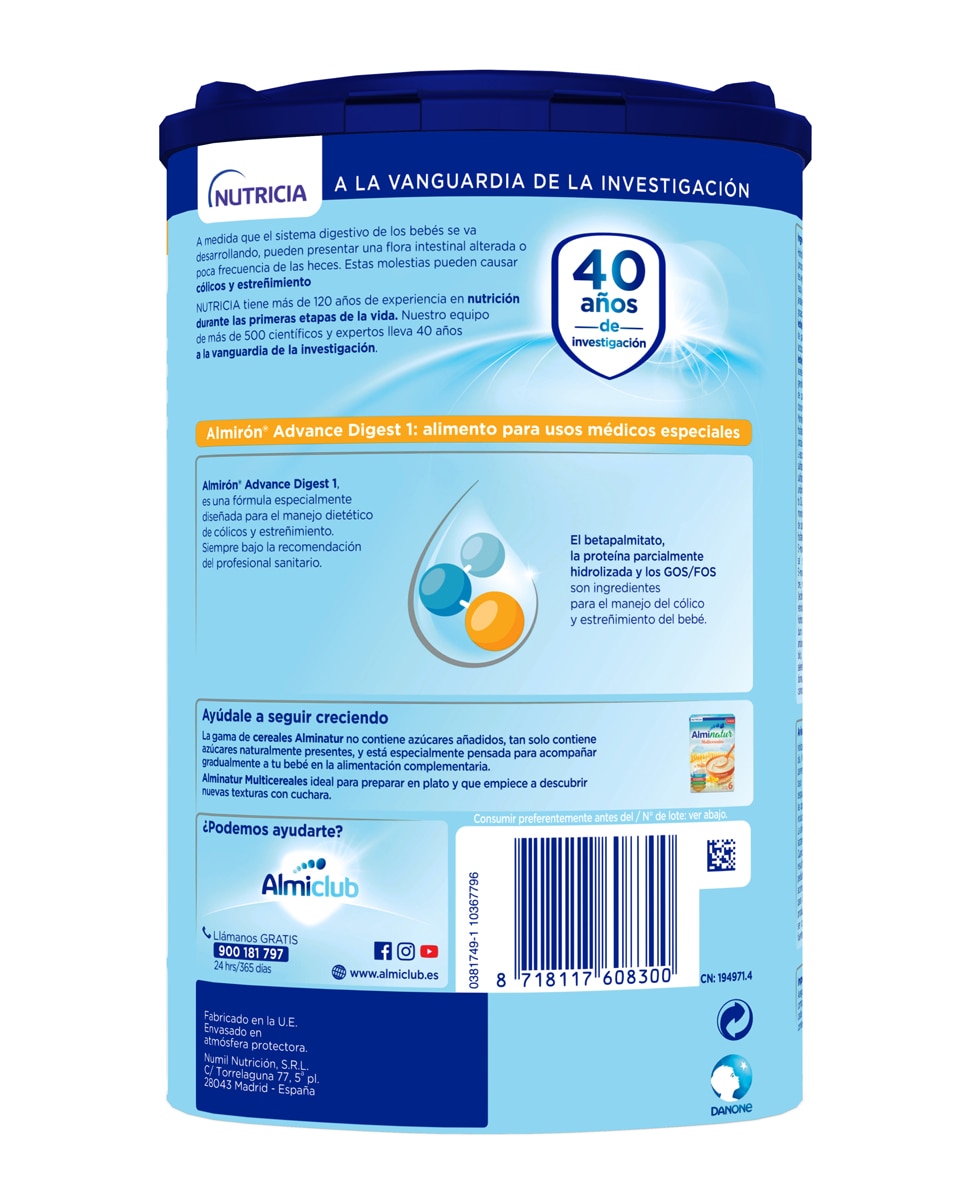 Leche infantil para lactantes desde el primer día en polvo Almirón Advance Digest AE/AC 1 Almirón Advance - 800 g 2