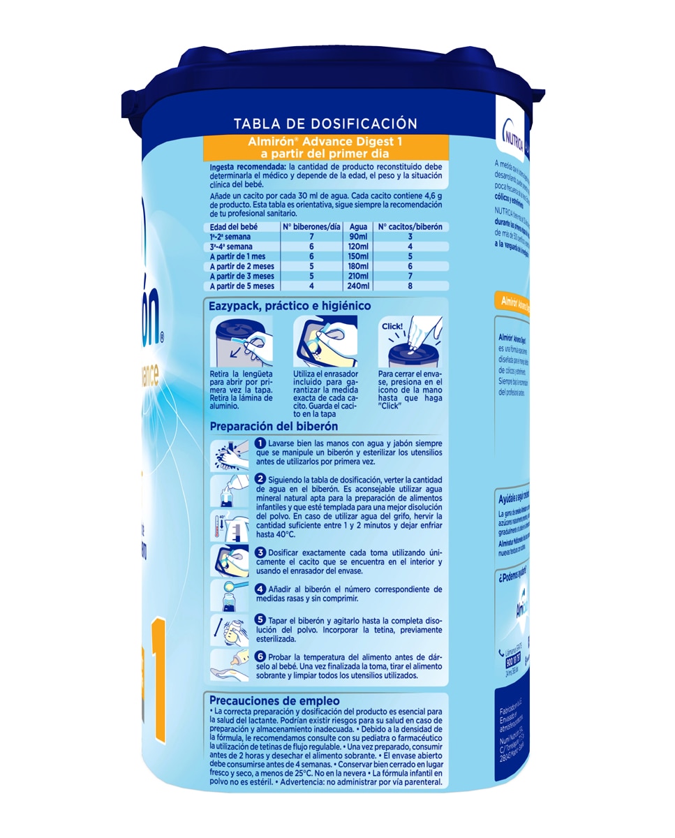 Leche infantil para lactantes desde el primer día en polvo Almirón Advance Digest AE/AC 1 Almirón Advance - 800 g 4
