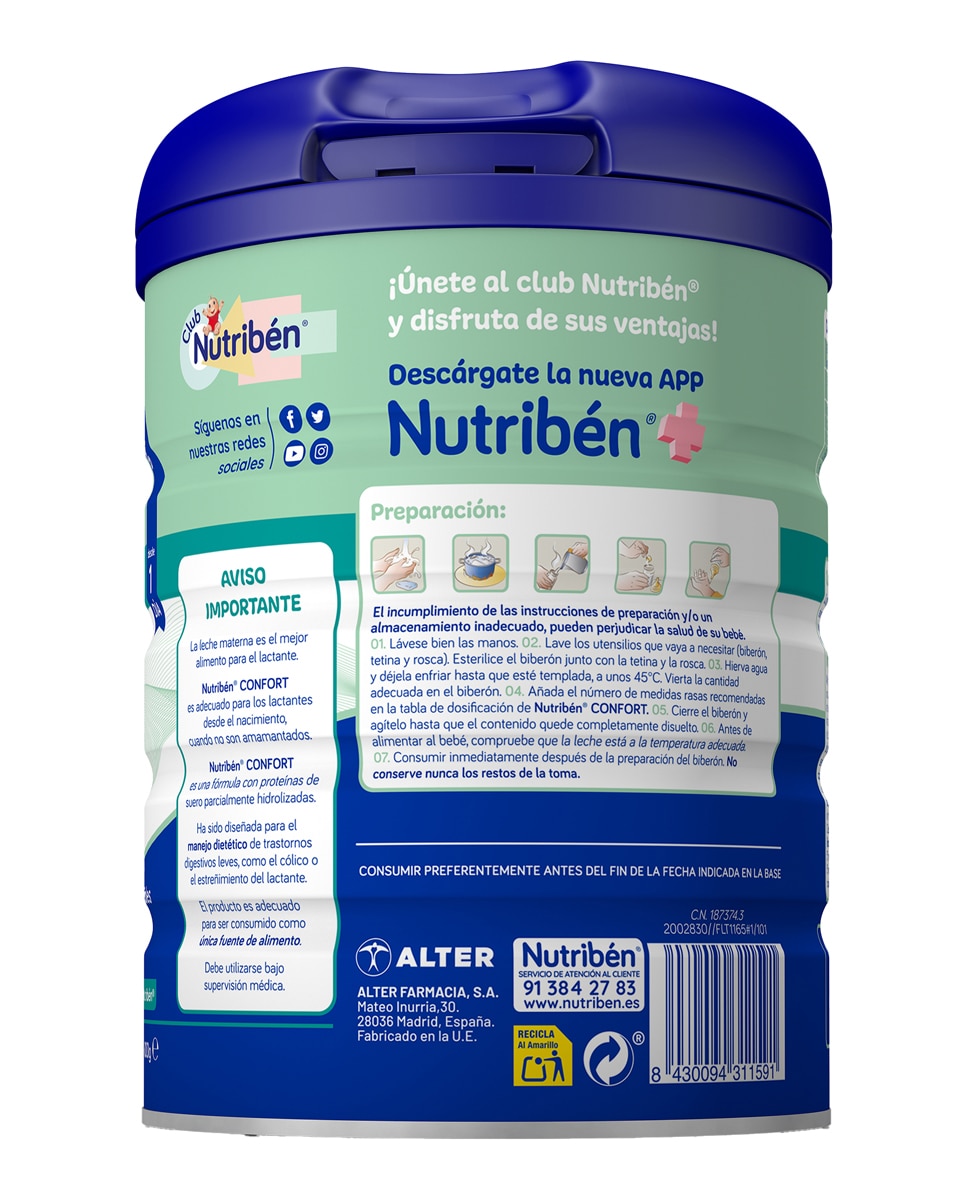 Leche de inicio Confort 1 Nutribén® 800 gr - 800 g 2
