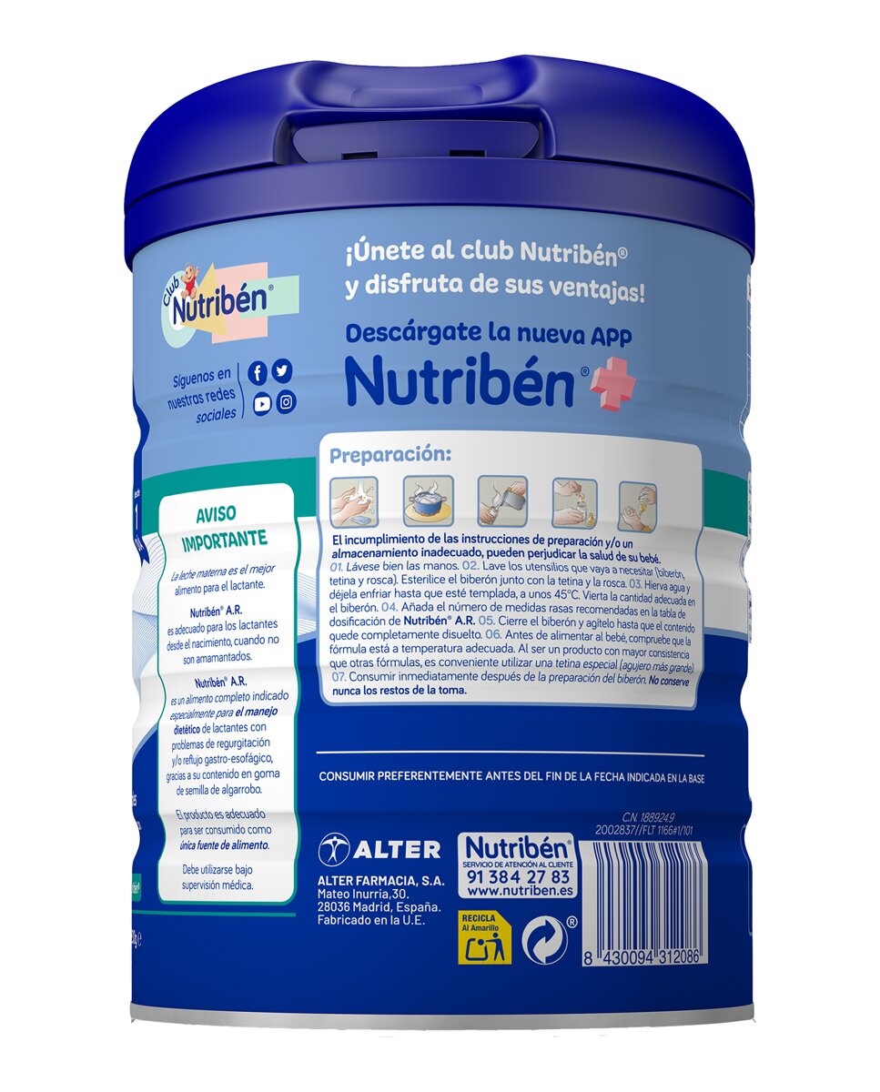 Leche de inicio A.R Nutribén® 800 gr - 800 g 3