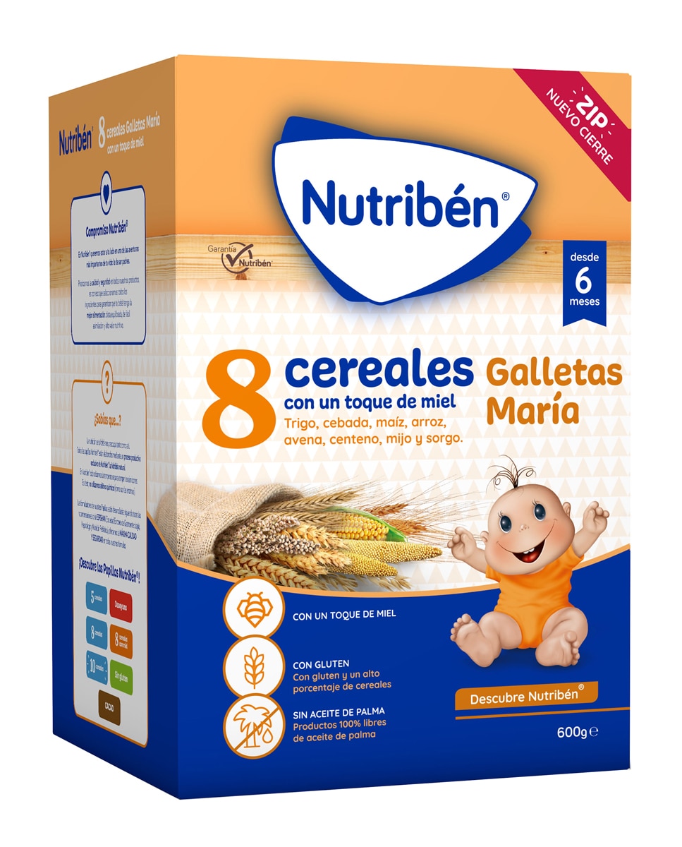 Nutribén® - Papilla 8 cereales y miel galletas María Nutribén®.