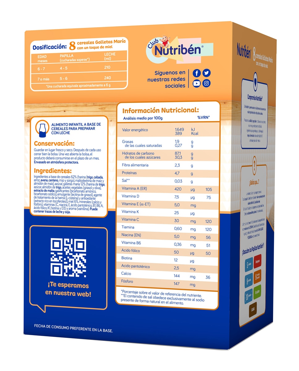 Papilla 8 cereales y miel galletas María Nutribén® - 600 g 2