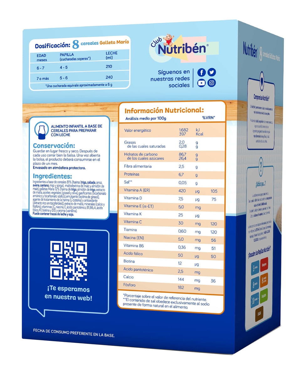 Papilla 8 Cereales Galletas María Nutribén® - 600 g 2