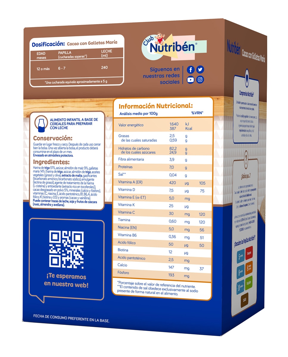 Papilla instantánea de cacao con galleta María Nutribén - 500 g 2