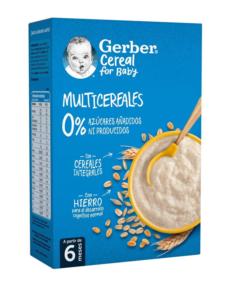Imagen 0 de Papilla Multicereales 0 % Azúcares Añadidos ni Producidos Desde 6 Meses 270 g Gerber