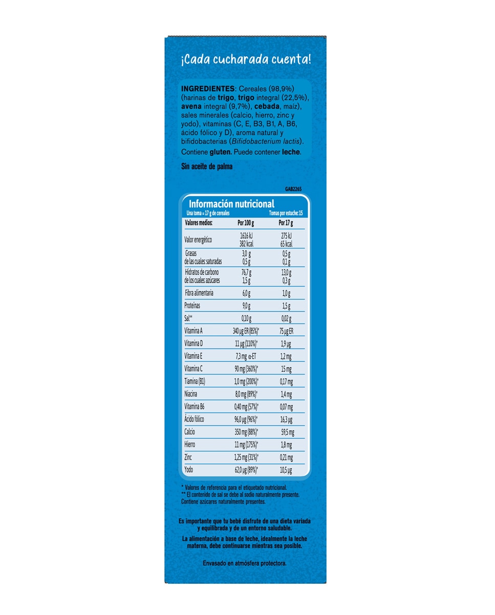 Imagen 3 de Papilla Multicereales 0 % Azúcares Añadidos ni Producidos Desde 6 Meses 270 g Gerber - 270 g