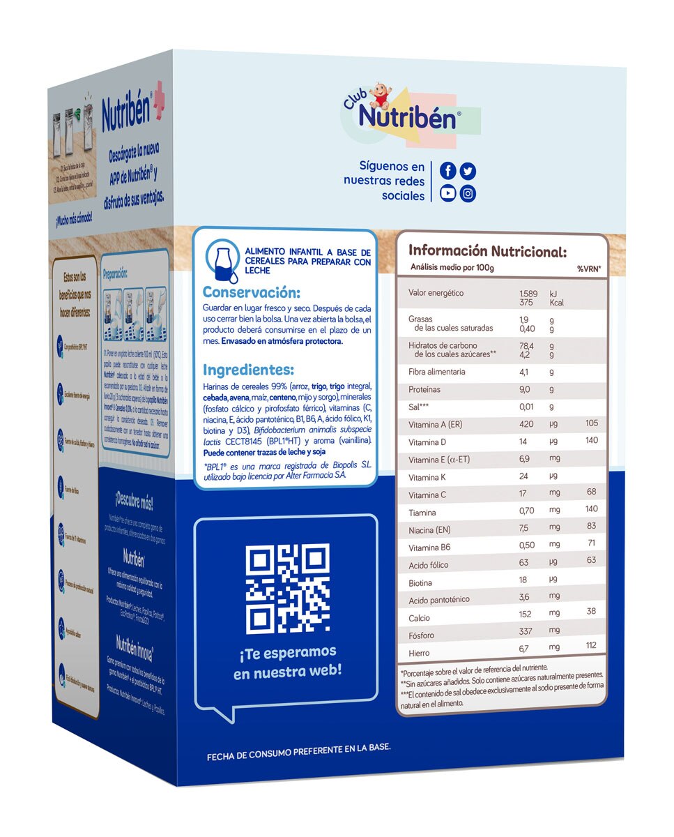 Papilla Innova 8 Cereales 0% Nutribén - 500 g 2