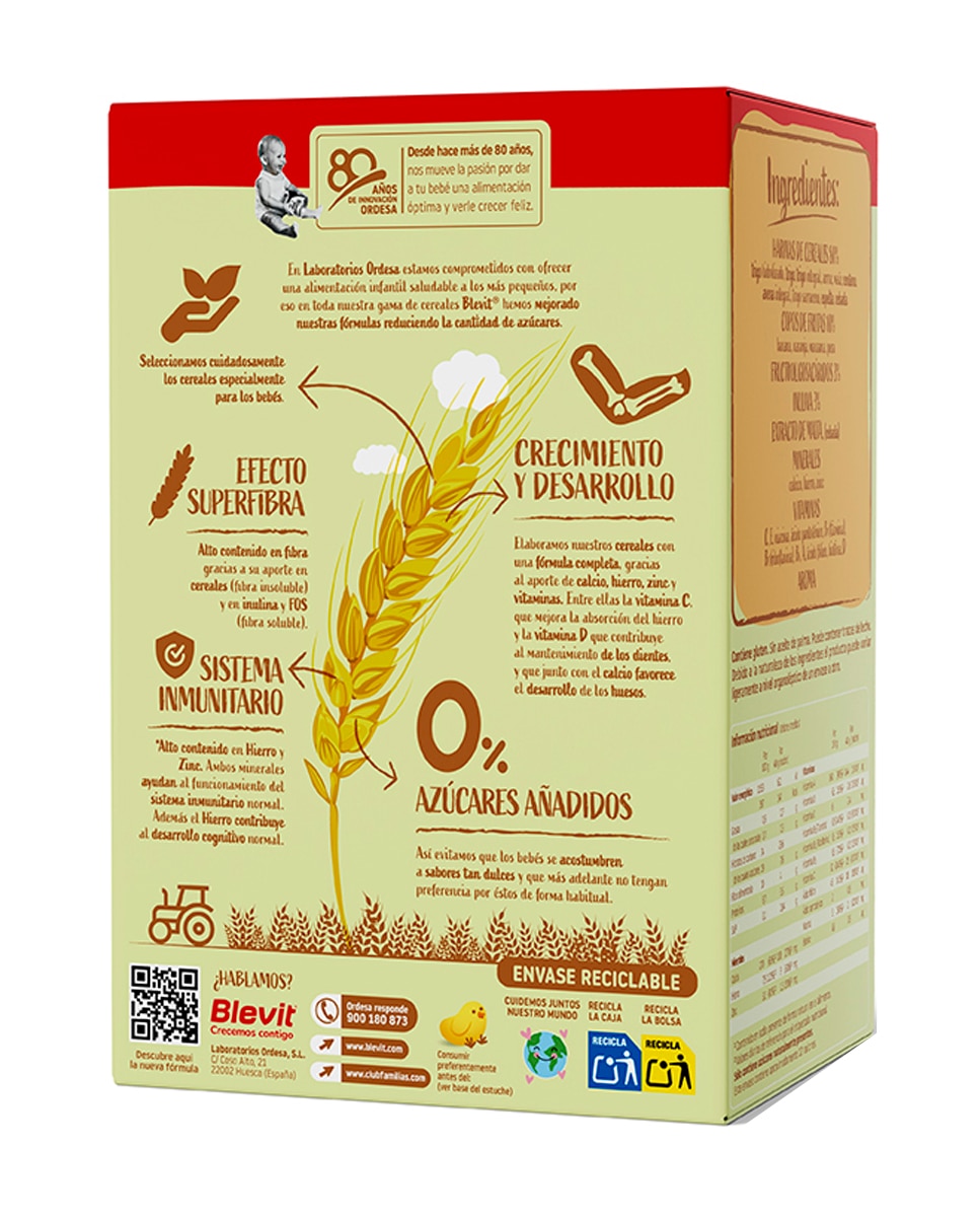 Papilla Blevit Sf 8 Cereales y Frutas 500 g Blevit - 500 g 2
