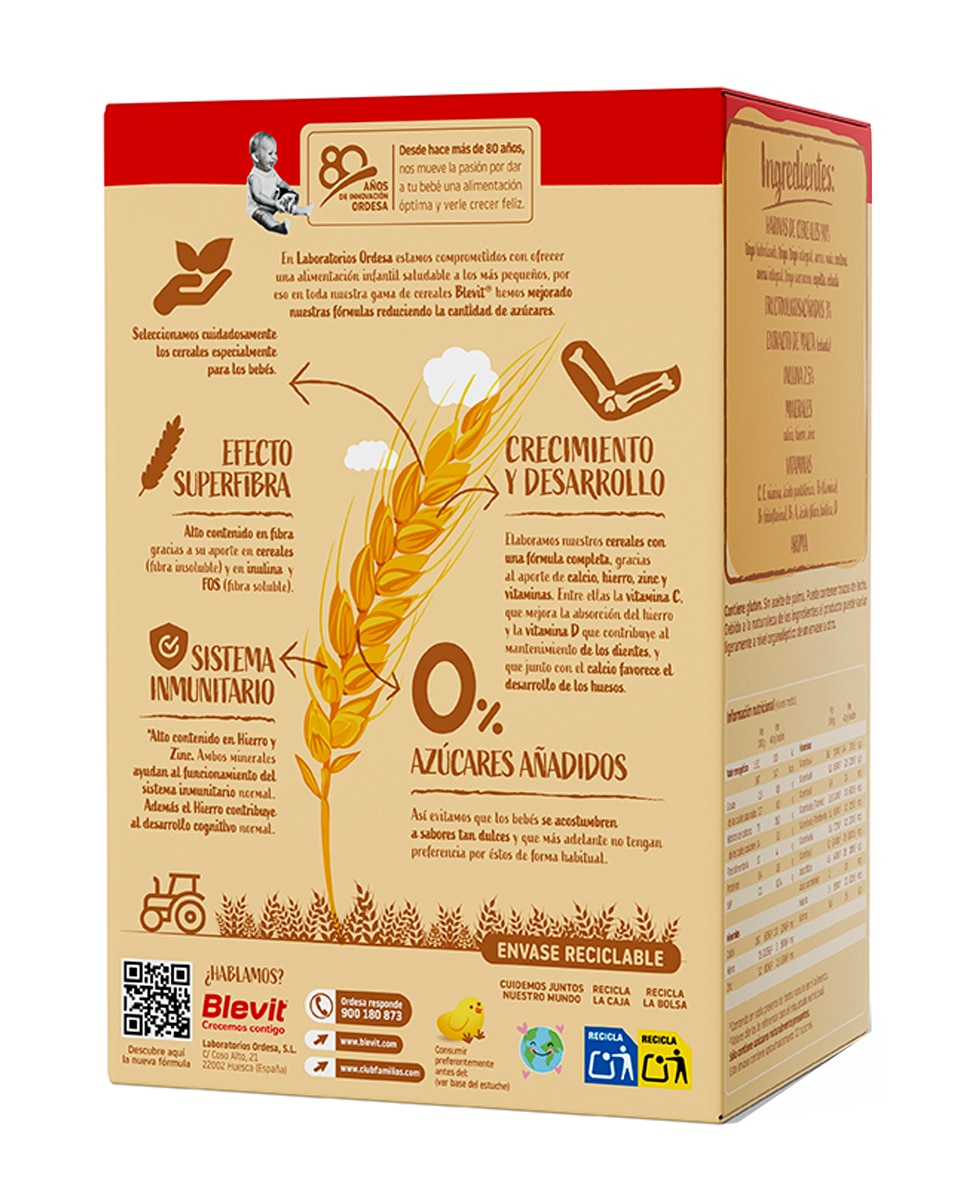Imagen 2 de Papilla Superfibra 8 Cereales 500 g Blevit - 500 g