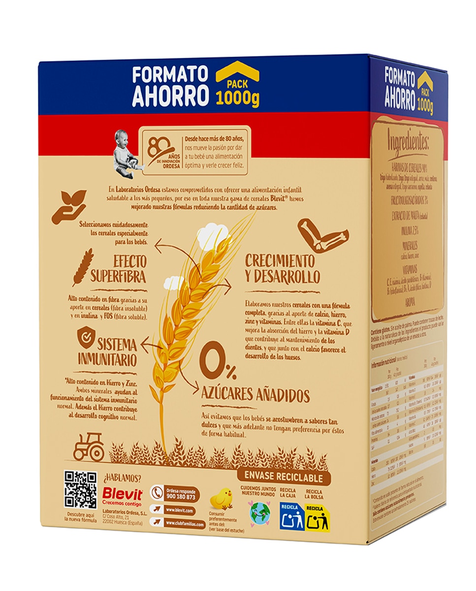 Papilla Superfibra 8 Cereales 1000 g Blevit - 1000 g 2