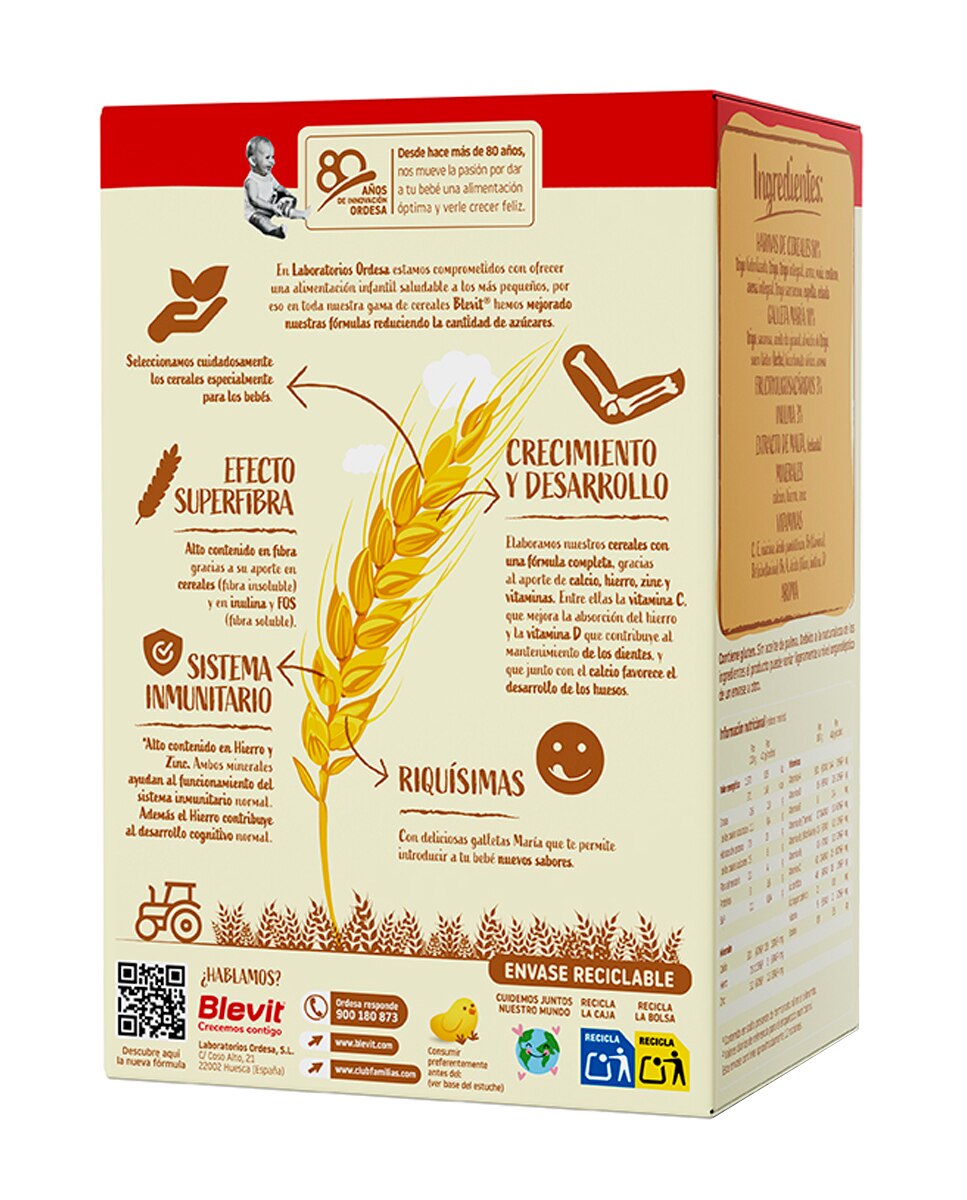 Papilla Blevit Sf 8 Cereales y galleta 500 g Blevit 2