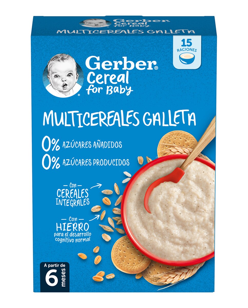 Imagen 0 de Papilla Multicereales Galleta 0% azúcares añadidos ni producidos 270g Gerber