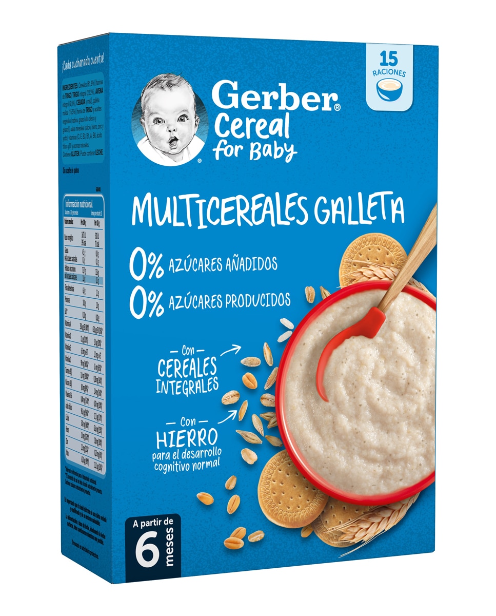 Imagen 6 de Papilla Multicereales Galleta 0% azúcares añadidos ni producidos 270g Gerber - 270 g