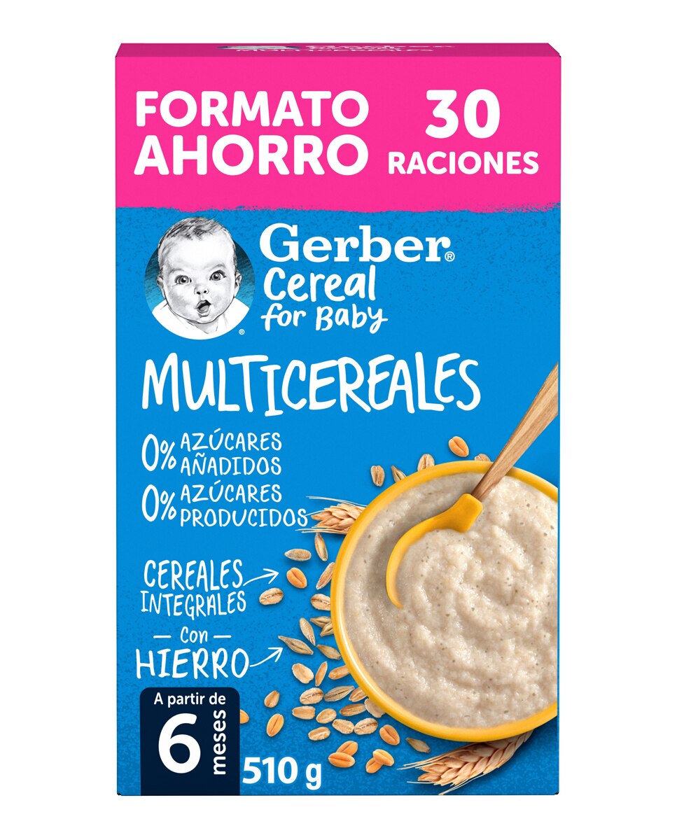 Imagen 0 de Papilla Multicereales 0% azúcares añadidos ni producidos 510 g Gerber