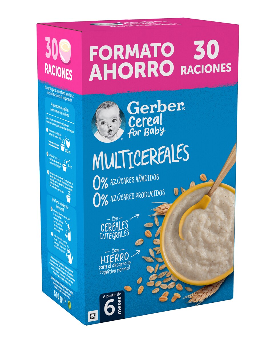 Imagen 2 de Papilla Multicereales 0% azúcares añadidos ni producidos 510 g Gerber - 510 g