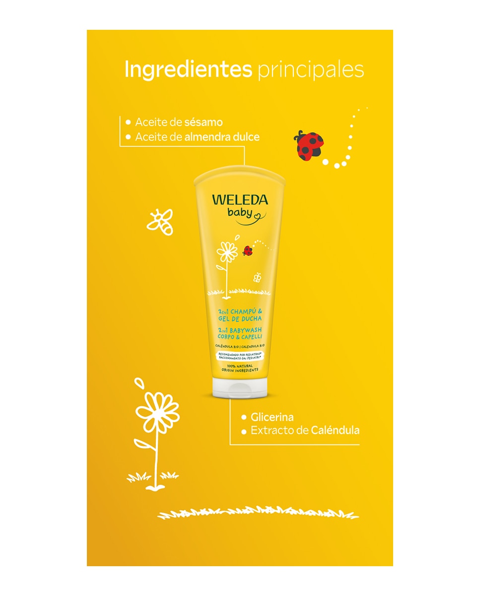 Champú & Gel de Ducha de Caléndula Baby Weleda - 200 ml 3