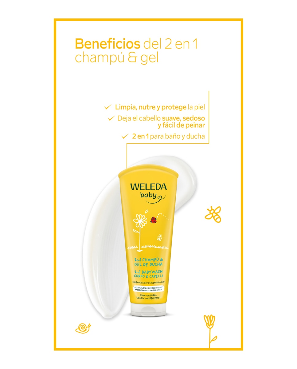 Champú & Gel de Ducha de Caléndula Baby Weleda - 200 ml 4