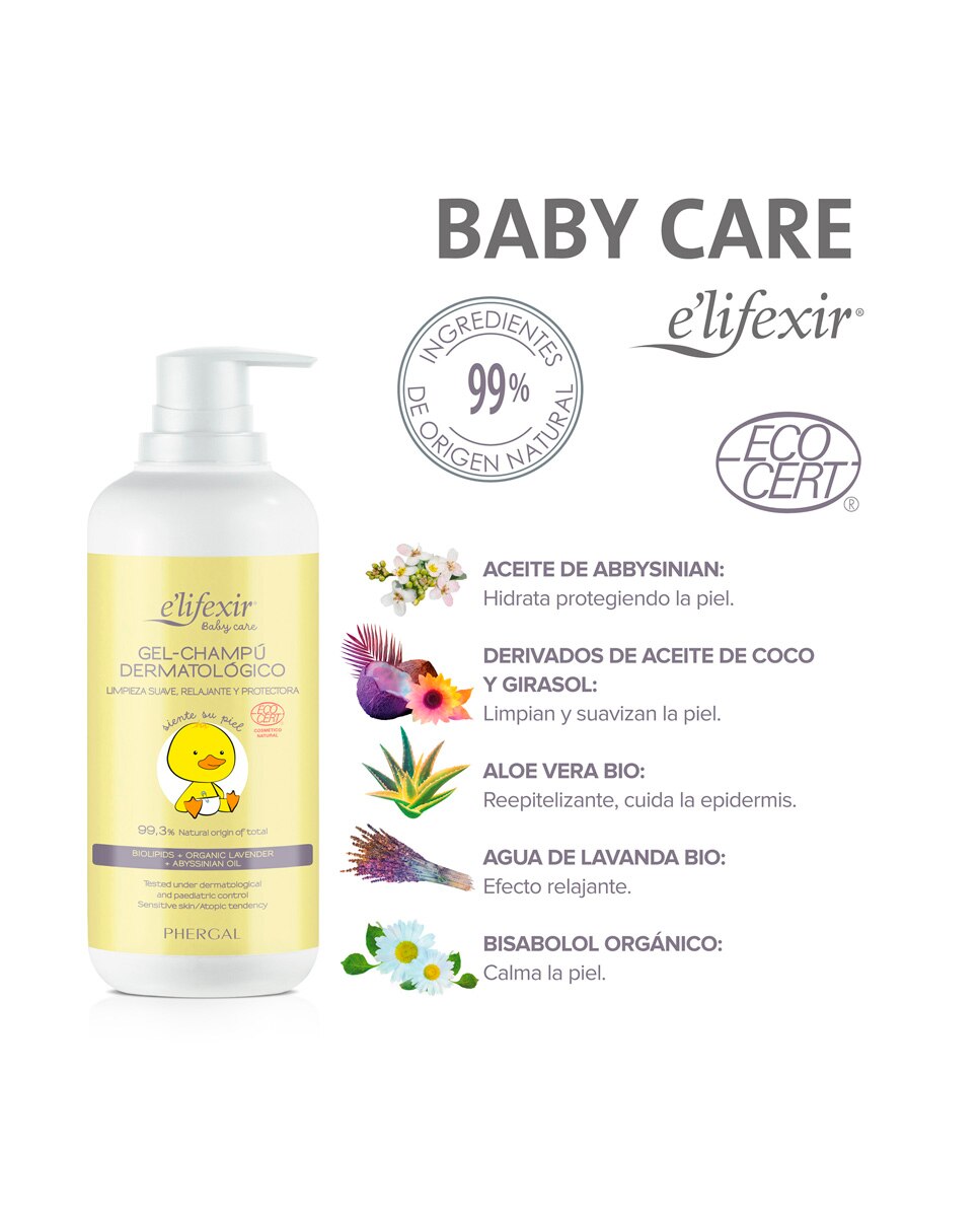 Gel-Champú Piel Sensible Bebé Elifexir Baby Care Elifexir - 500 ml 3