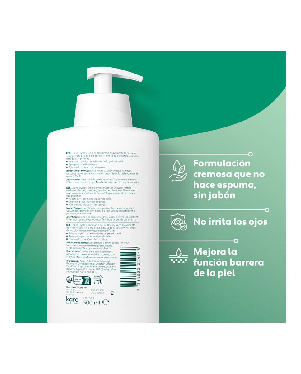Gel-Champú para piel de bebé secas y atópicas 500 ml Eryplast 4