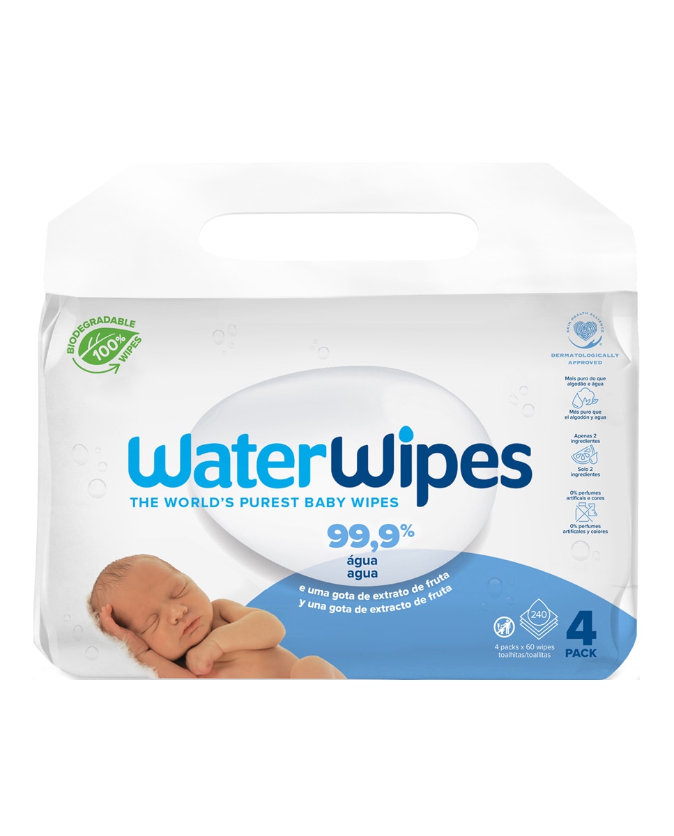 Imagen 0 de Pack 4 x 60 Toallitas para bebé WaterWipes