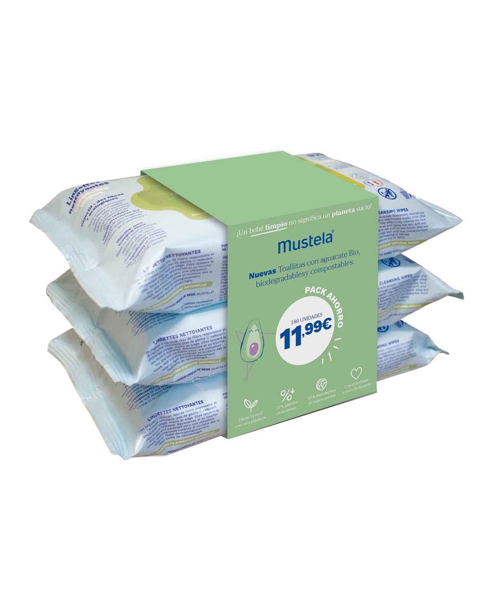 Mustela - Trío Toallitas Limpiadoras Mustela.