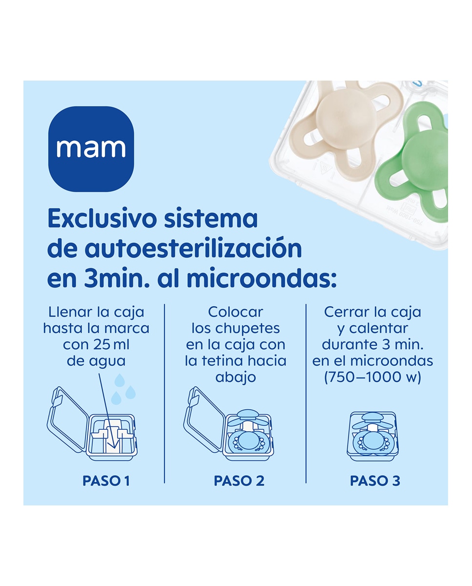 Imagen 5 de 2 Chupetes Original Pure 2-6 meses Silicona MAM