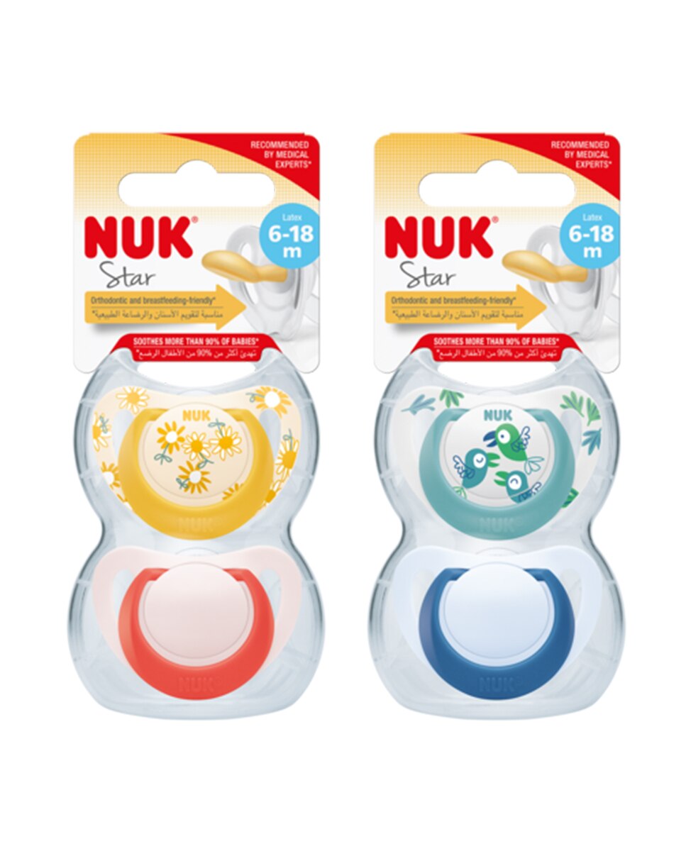 Nuk - Chupete Star látex 6-18 m 2 uds Nuk.