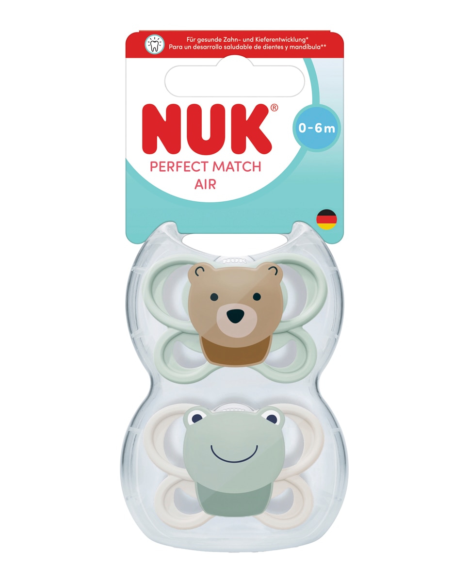 Nuk - Chupete Perfect Match Air Silic. T1 0-6M "Zorro-Oso" (2 Uds) Nuk.