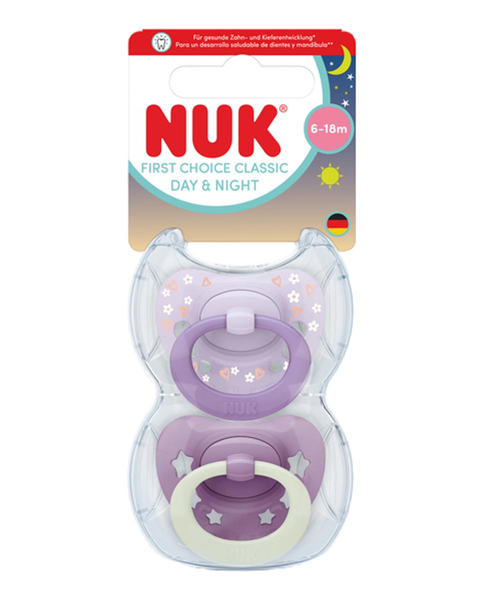 Imagen 2 de Nuk Chupete First Choice Classic Day & Night Silic. T2 6-18M (2 Uds) - Surtido