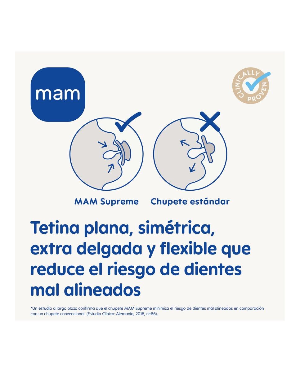 2 Chupetes Supreme Night 16+ Silicona MAM - Azul Azul-3