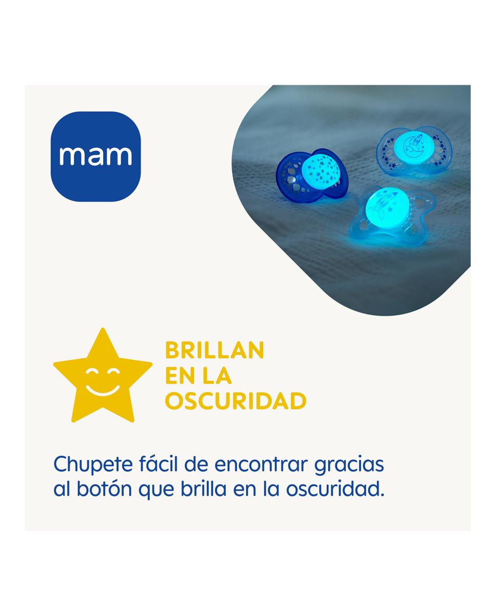 2 Chupetes Supreme Night 16+ Silicona MAM - Azul Azul-6