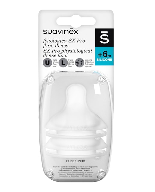 Imagen 0 de Tetina Fisiológica SX Pro Flujo Medio +6 meses sistema anticólico Suavinex
