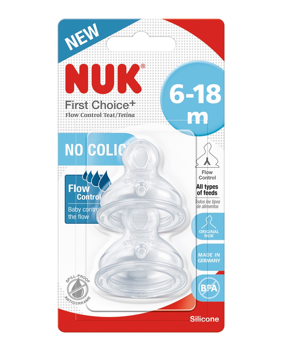 Imagen 1 de Tetina first choice+ Flow Control 6-18 m Silicona 2 uds Nuk