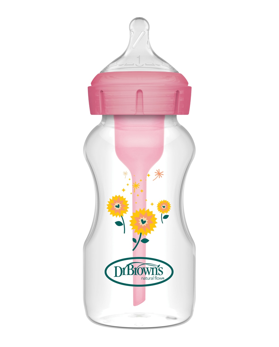 Biberón anticólico Options+ Formato Boca Ancha Rosa 270 ml Dr. Brown`s