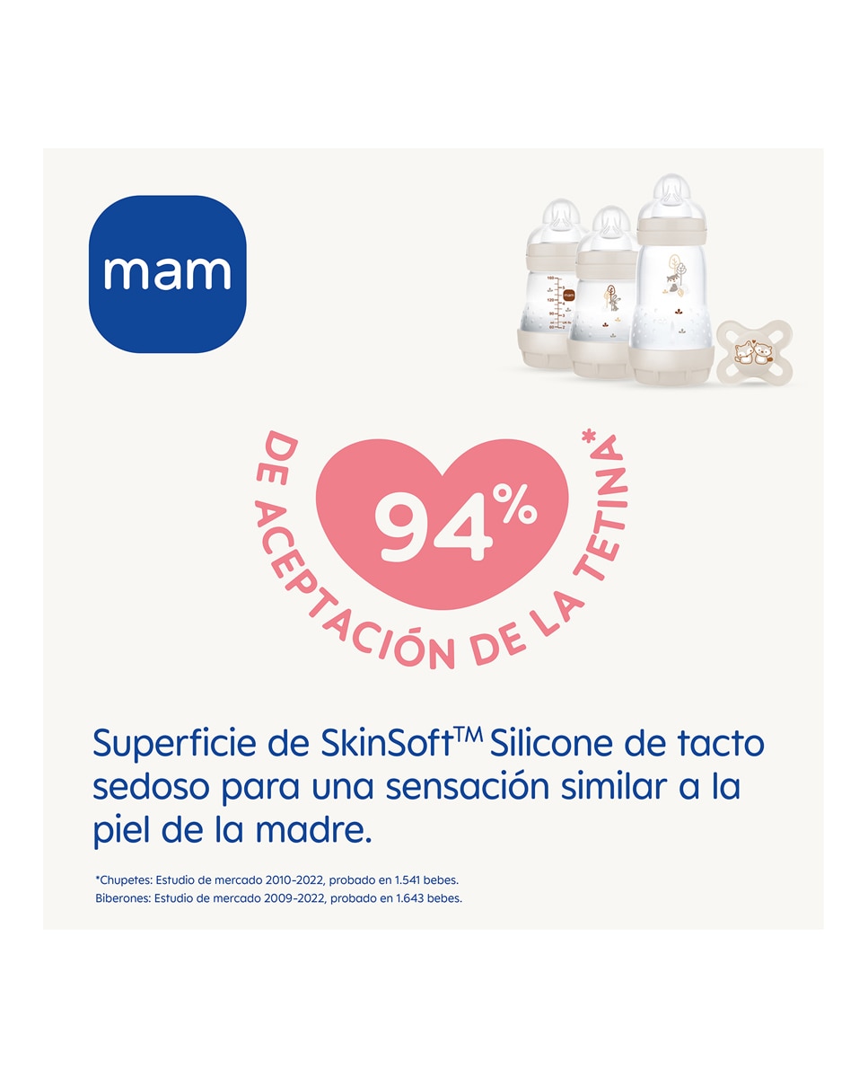 Pack Biberones y chupete Welcome to the World Crema MAM 4