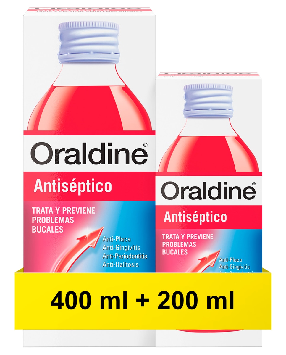 Oraldine - Pack Colutorio Antiséptico 400 ml + 200 ml Oraldine.