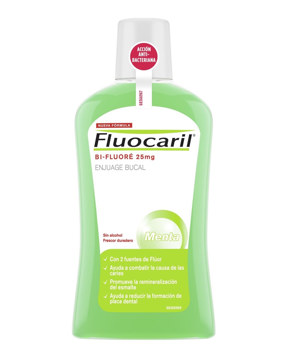 Fluocaril - Colutorio anti-bacteriano Fluocaril Bi-Fluoré Sabor Menta Fluocaril 500 ml Fluocaril.