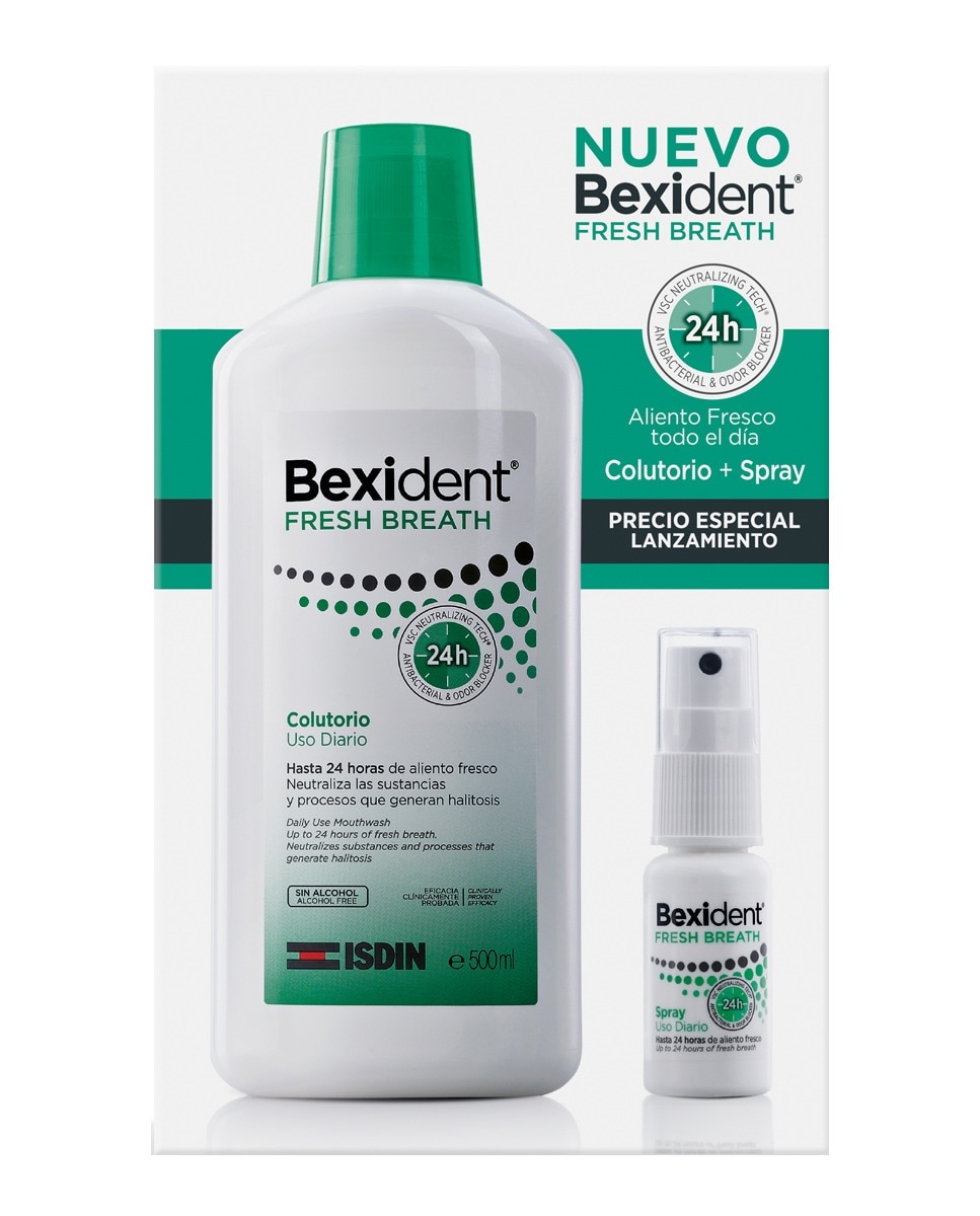 Pack Colutorio Fresh Breath 500 ml+ Spray uso diario 15 ml Bexident Isdin 1