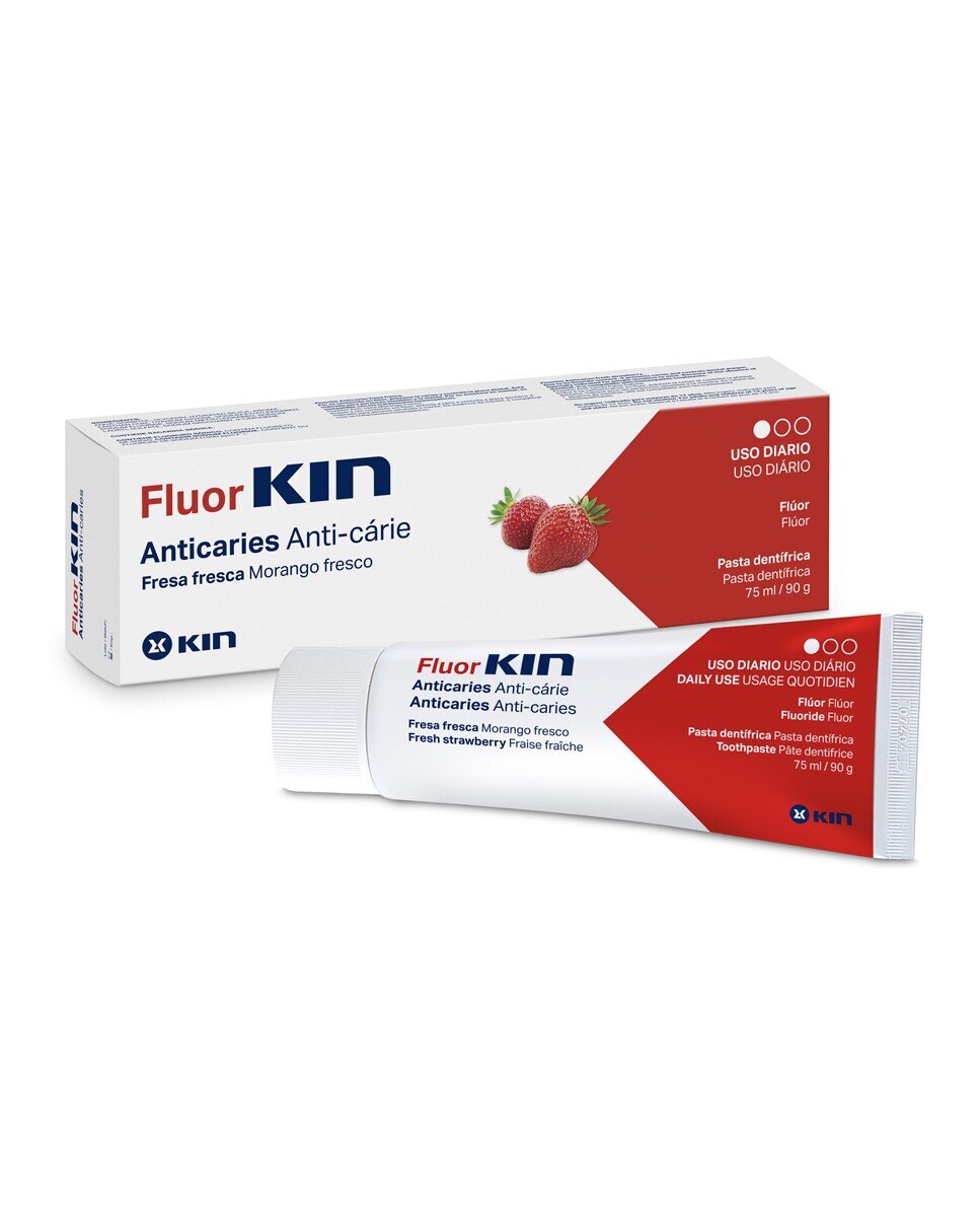 Imagen 2 de Pasta Dentífrica Fluorkin Fresa 75 ml Kin - 75 ml
