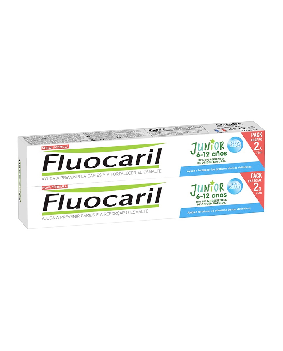 Fluocaril - Duplo Dentífrico Junior sabor Chicle Fluocaril.