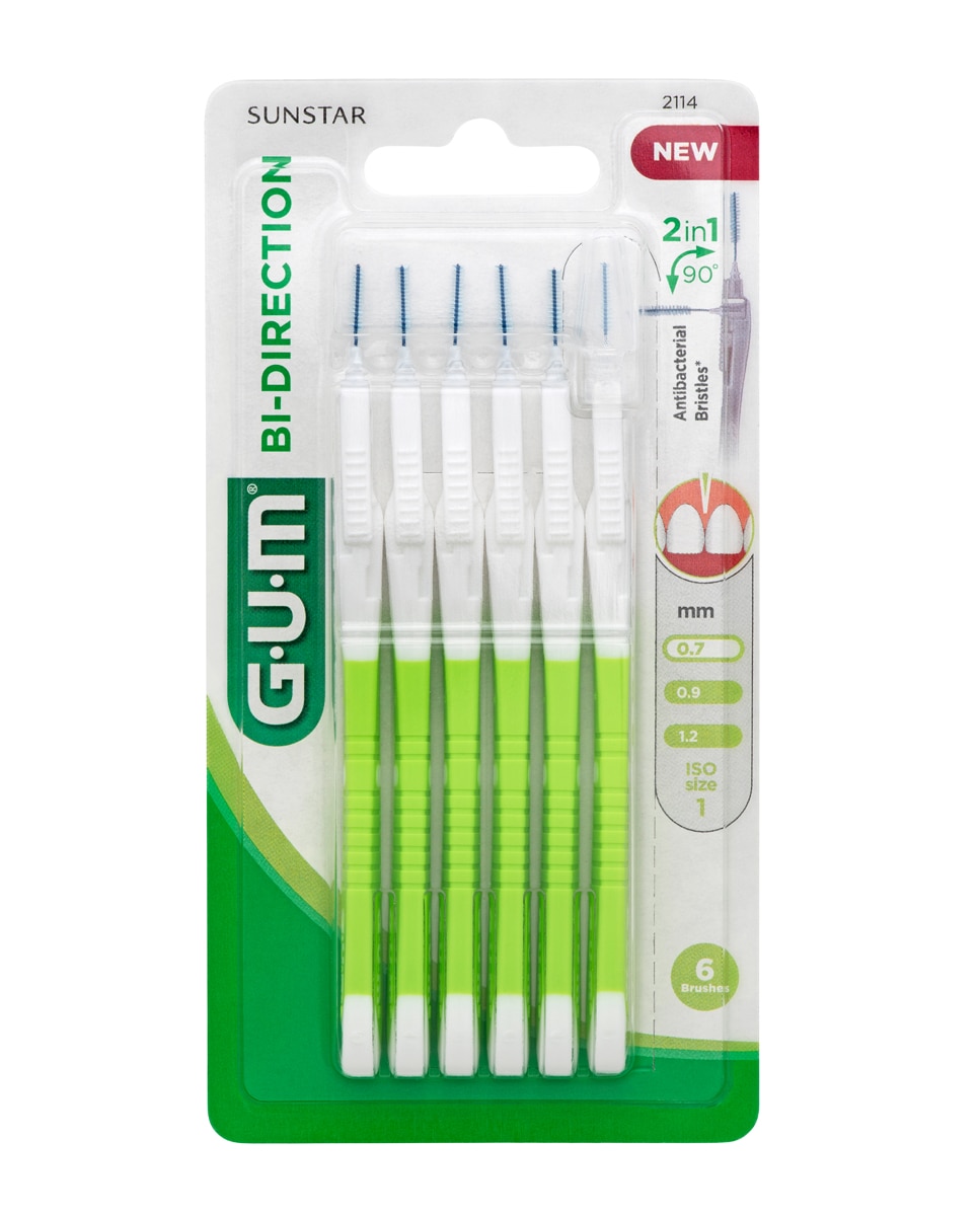 Gum - 6 Cepillos interdentales Bi-Direction pequeño 0,7 mm Gum.