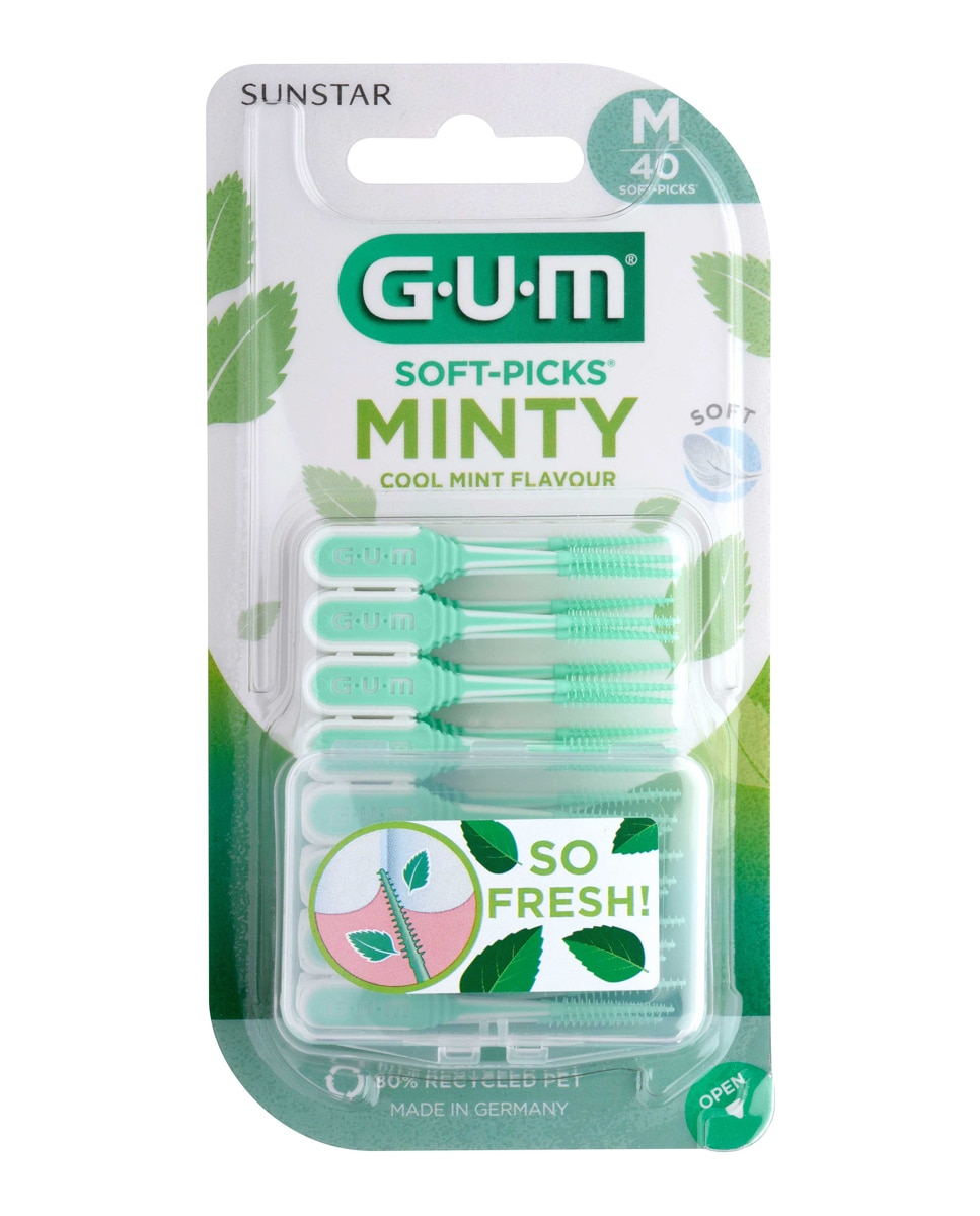 Gum - 40 Unidades Palillos Interdentales Soft-Picks Minty Medium Menta Gum.